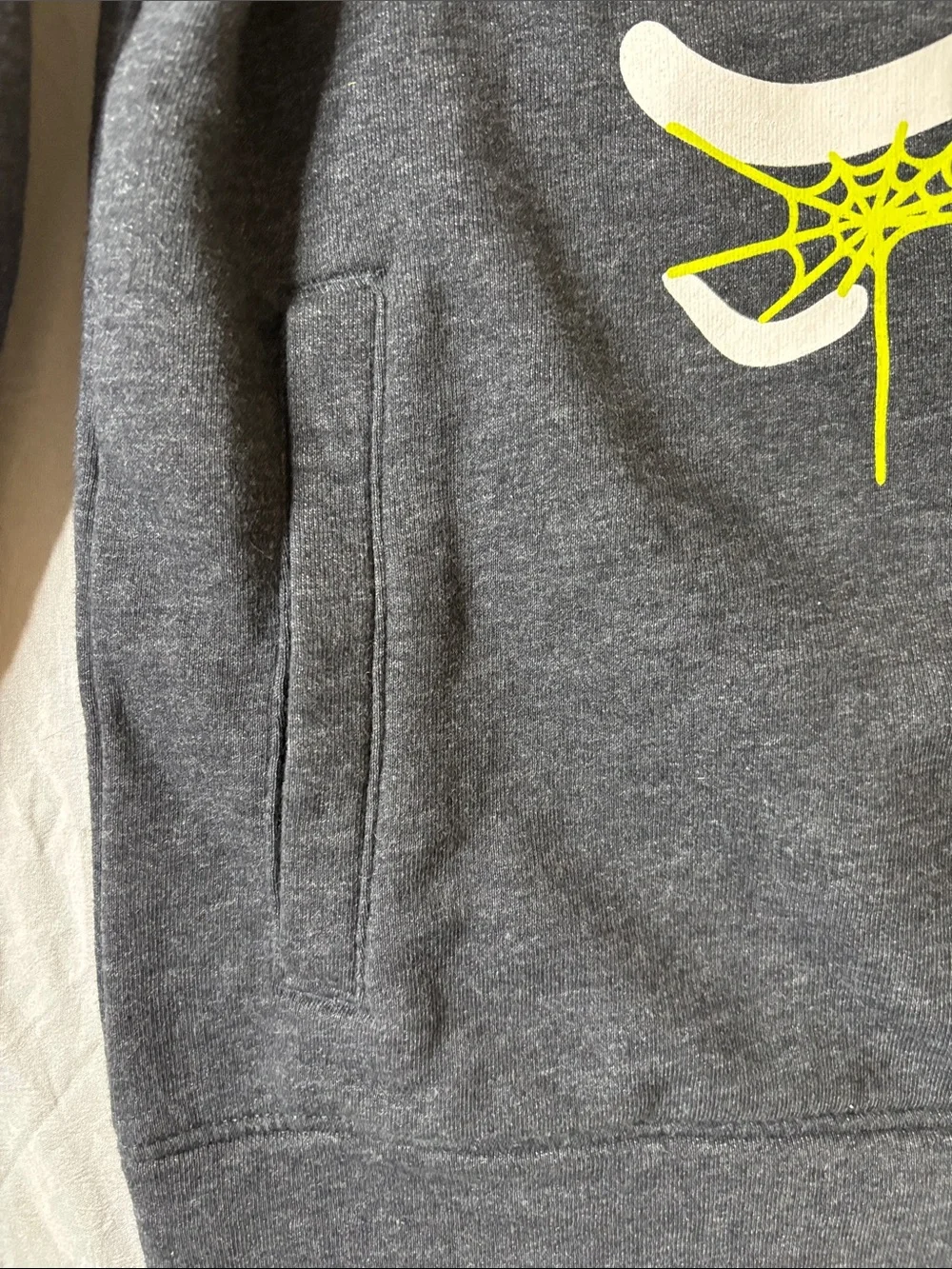 Cat & Jack Black Skeleton Graphic Hoodie Neon Spider Accents 2 front pockets